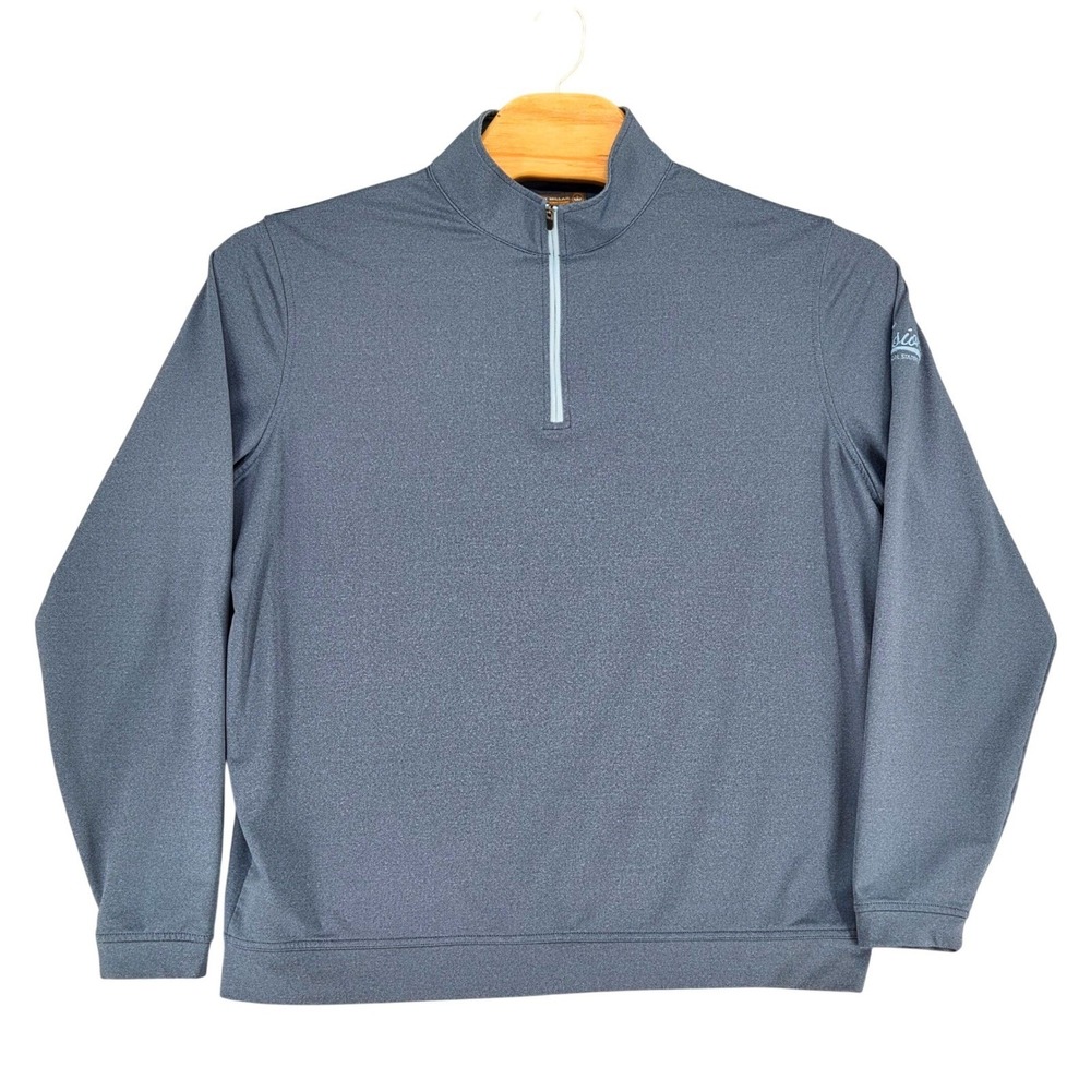 Peter Millar Crown Sport Men XL 1/4 Zip Pullover Heather Blue Performance Golf